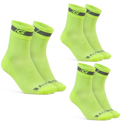 GripGrab Hi-Vis Regular Cut Sock 3 PACK SS21 - Yellow Hi-Vis - M, Yellow Hi-Vis